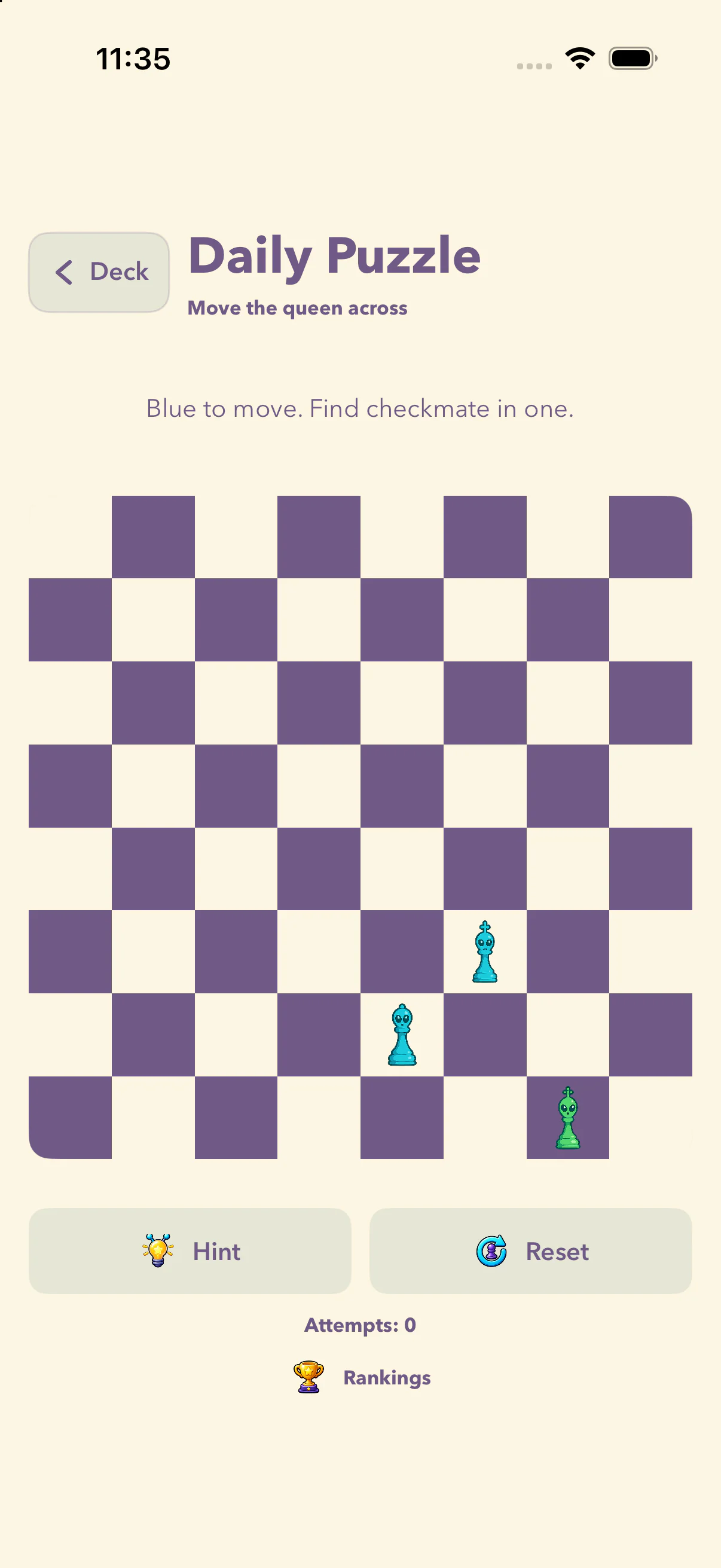 The Daily Puzzle chess tactic in Alien Chess