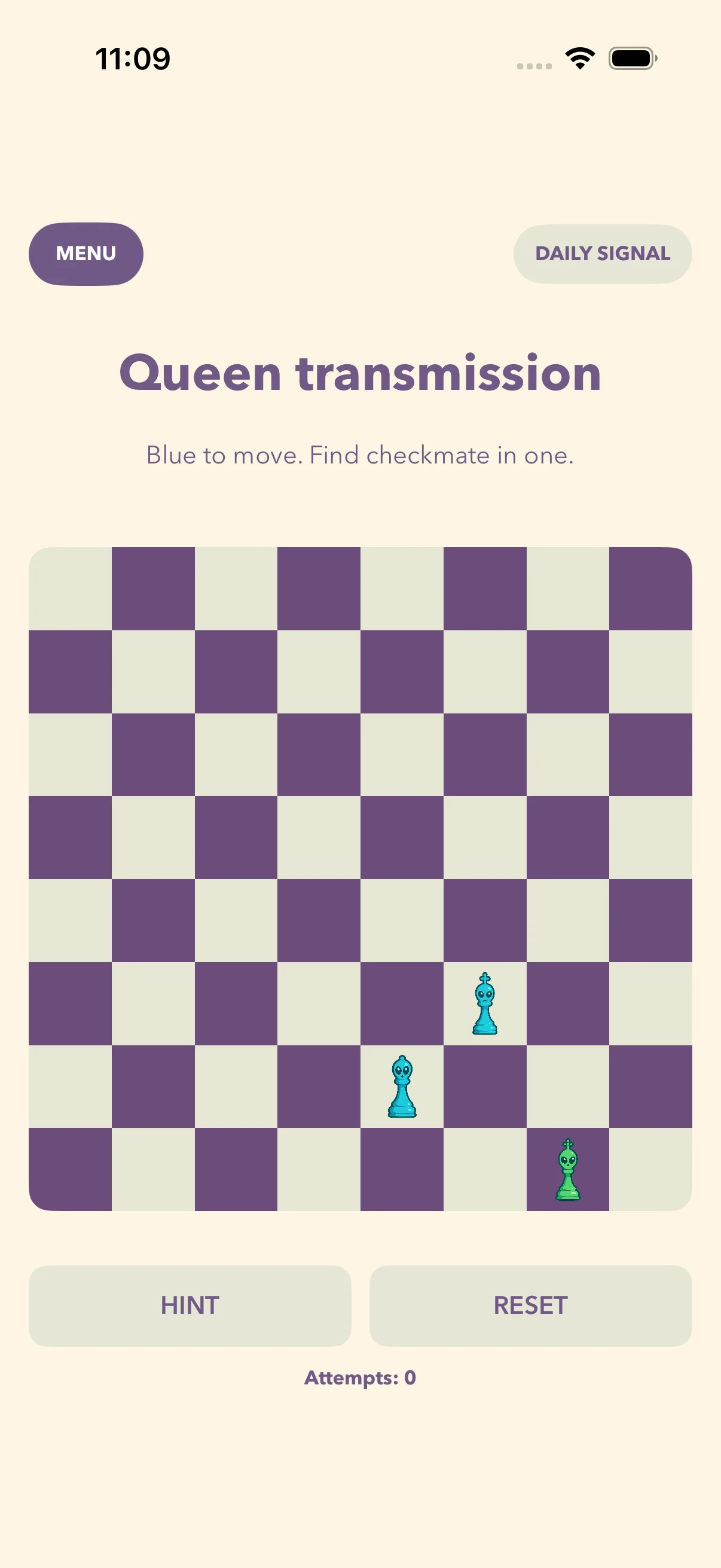 Alien Chess Daily Signal puzzle on iPhone